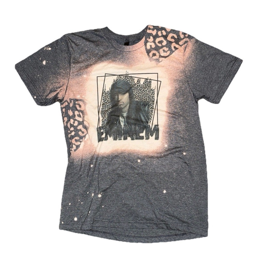 Eminem T-shirt M Gray Bleach Dyed Rap Y2K Gildan
